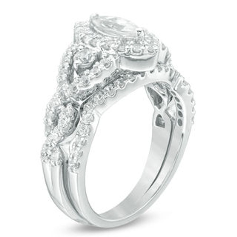 1.45 CT. T.W. Marquise Diamond Frame Twist Bridal Set in 10K White Gold|Peoples Jewellers