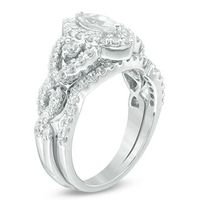 1.45 CT. T.W. Marquise Diamond Frame Twist Bridal Set in 10K White Gold|Peoples Jewellers