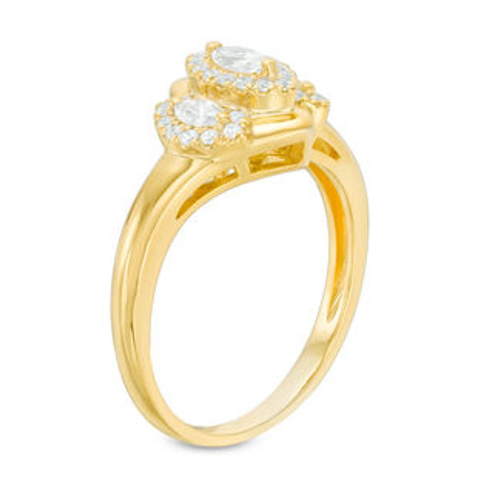 0.45 CT. T.W. Marquise Diamond Past Present Future® Frame Engagement Ring in 10K Gold|Peoples Jewellers