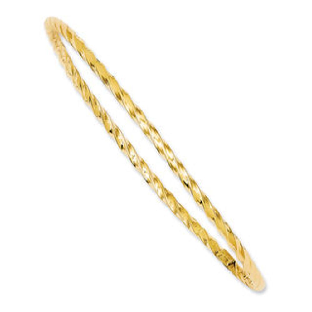 2.5mm Twisted Slip-On Bangle in 14K Gold - 8.0"|Peoples Jewellers