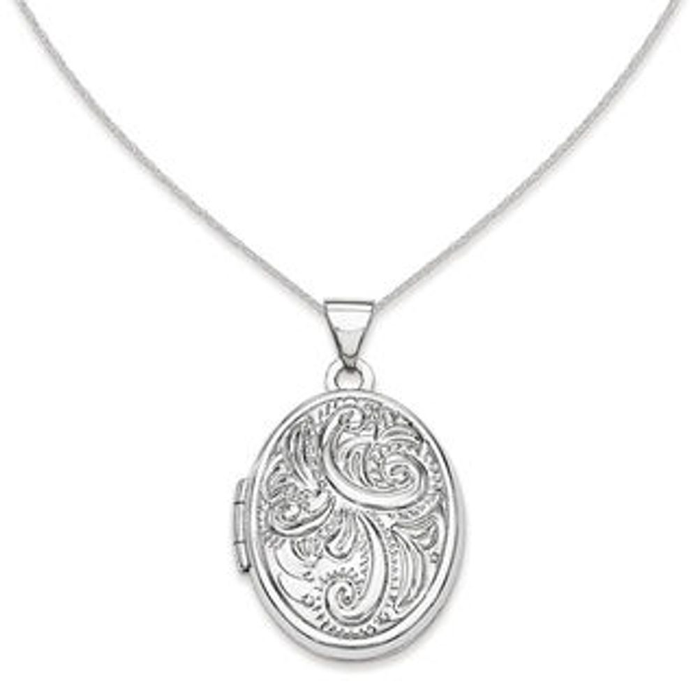 Oval Paisley Locket in 14K White Gold|Peoples Jewellers