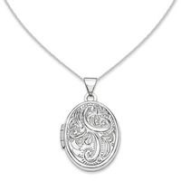 Oval Paisley Locket in 14K White Gold|Peoples Jewellers