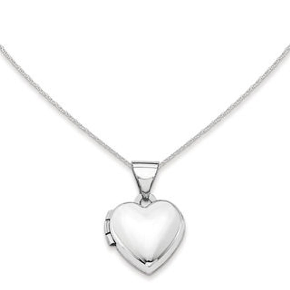 Polished Mini Heart Locket in 14K White Gold|Peoples Jewellers