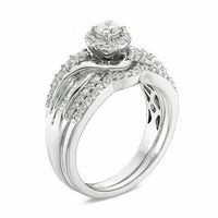 0.75 CT. T.W. Diamond Crossover Frame Bridal Set in 14K White Gold|Peoples Jewellers