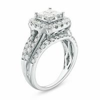 1.50 CT. T.W. Quad Princess-Cut Diamond Frame Multi-Row Engagement Ring in 14K White Gold|Peoples Jewellers