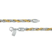 Men's Rope Chain Necklace and Bracelet Set in Stainless Steel and Yellow IP|Peoples Jewellers