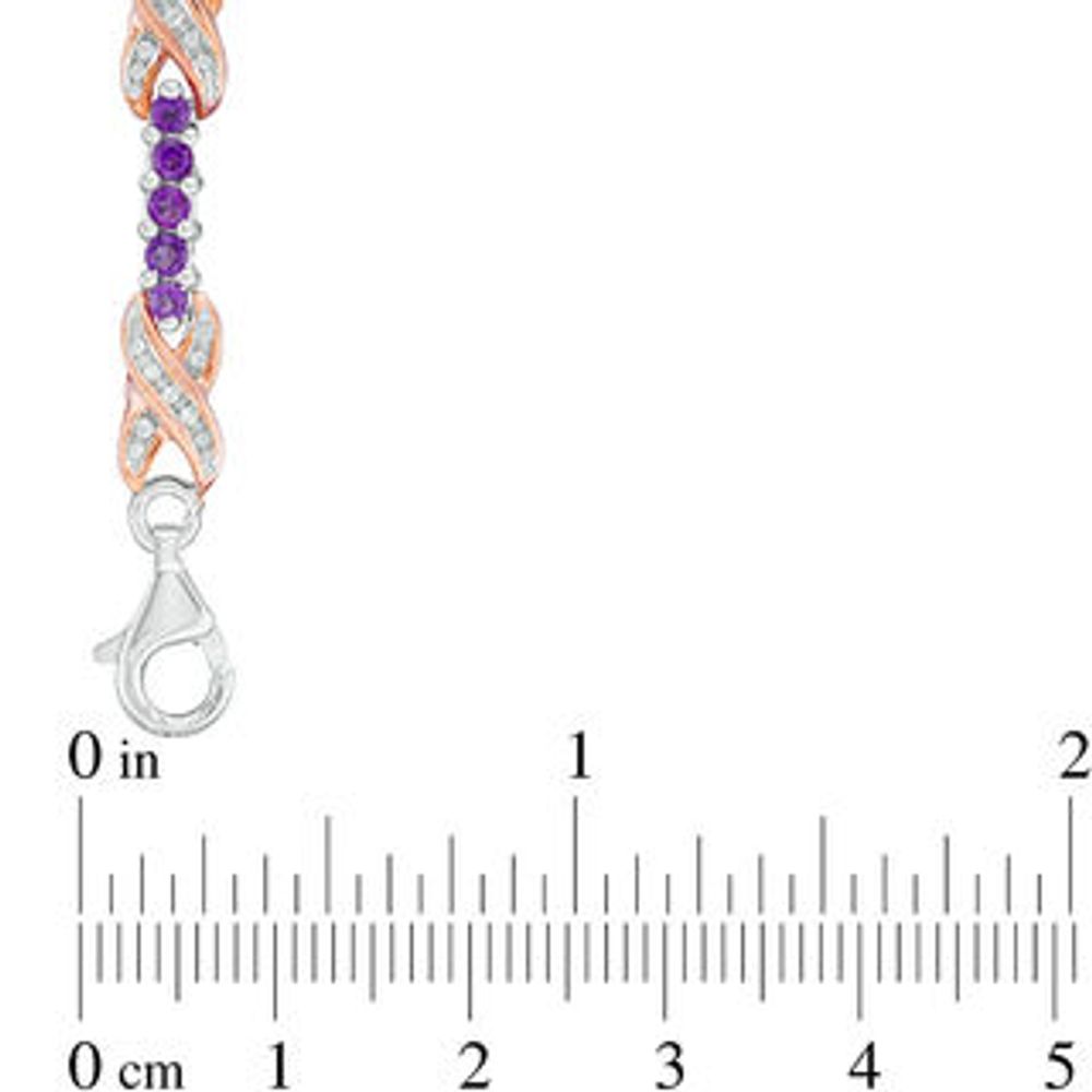 Amethyst and 0.30 CT. T.W. Diamond Infinity Bracelet in Sterling Silver and 10K Rose Gold - 7.5"|Peoples Jewellers