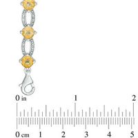 5.0mm Cushion-Cut Citrine and 0.15 CT. T.W. Diamond Link Bracelet in Sterling Silver - 7.5"|Peoples Jewellers