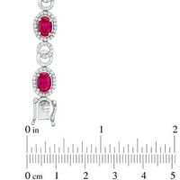 Oval Lab-Created Ruby and White Sapphire Bracelet in Sterling Silver - 7.25"|Peoples Jewellers
