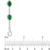 Oval Lab-Created Emerald and 0.23 CT. T.W. Diamond Station Bracelet in Sterling Silver - 7.5"|Peoples Jewellers