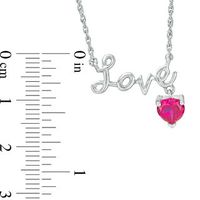 6.0mm Heart-Shaped Lab-Created Ruby Charm and Cursive "Love" Necklace in Sterling Silver|Peoples Jewellers