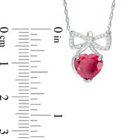 8.0mm Heart-Shaped Lab-Created Ruby and Diamond Accent Bow Necklace in Sterling Silver|Peoples Jewellers