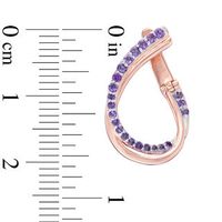 Amethyst Twist Teardrop Hoop Earrings in 10K Rose Gold|Peoples Jewellers