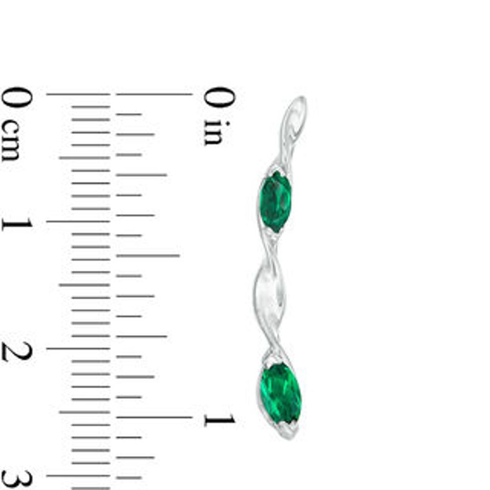 Marquise Lab-Created Emerald Twist Crawler Earrings in Sterling Silver|Peoples Jewellers