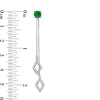 5.0mm Lab-Created Emerald and 0.11 CT. T.W. Diamond Two Strand Kite-Shaped Drop Earrings in Sterling Silver|Peoples Jewellers