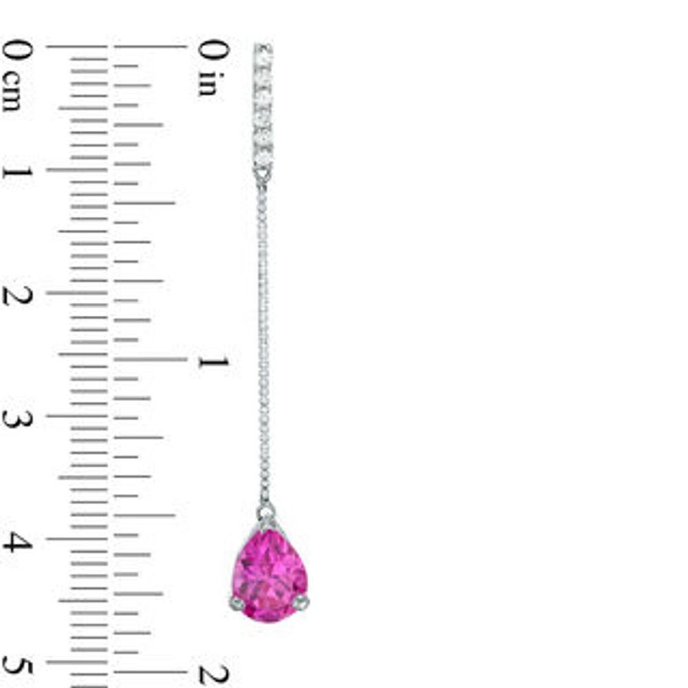 Pear-Shaped Lab-Created Pink and White Sapphire Drop Earrings in Sterling Silver|Peoples Jewellers