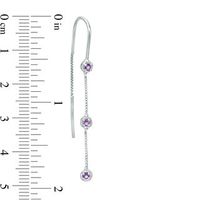 Amethyst Three Stone Threader Earrings in Sterling Silver|Peoples Jewellers