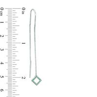 Lab-Created Emerald Tilted Square Threader Earrings in Sterling Silver|Peoples Jewellers