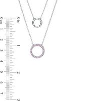 Lab-Created Pink Sapphire Circle Double Strand Necklace in Sterling Silver - 20"|Peoples Jewellers