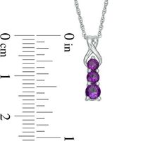 Amethyst Three Stone Pendant in Sterling Silver|Peoples Jewellers