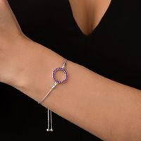 Amethyst Circle Bolo Bracelet in Sterling Silver - 9.5"|Peoples Jewellers