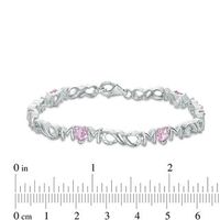 5.0mm Heart-Shaped Lab-Created Pink Sapphire "MOM" Infinity Bracelet in Sterling Silver - 7.5"|Peoples Jewellers