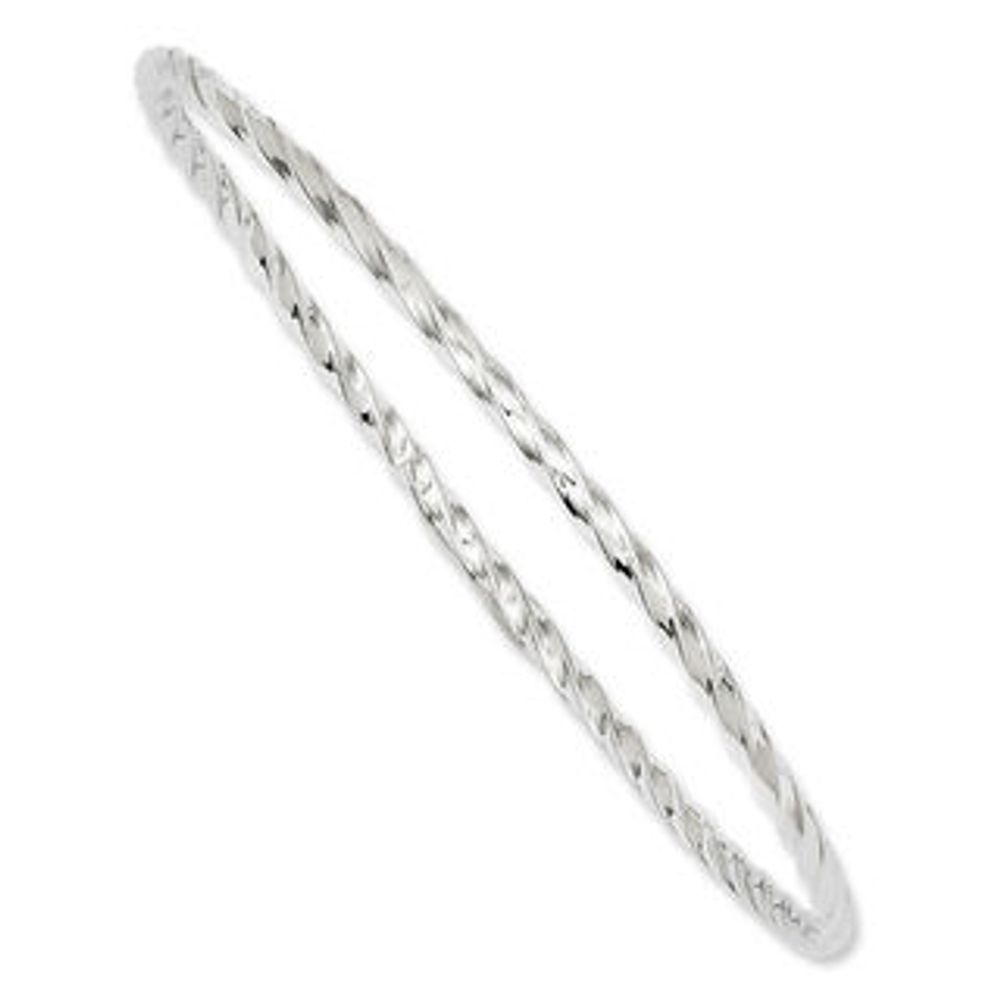 Twisted Slip-On Bangle in 14K White Gold - 8.0"|Peoples Jewellers