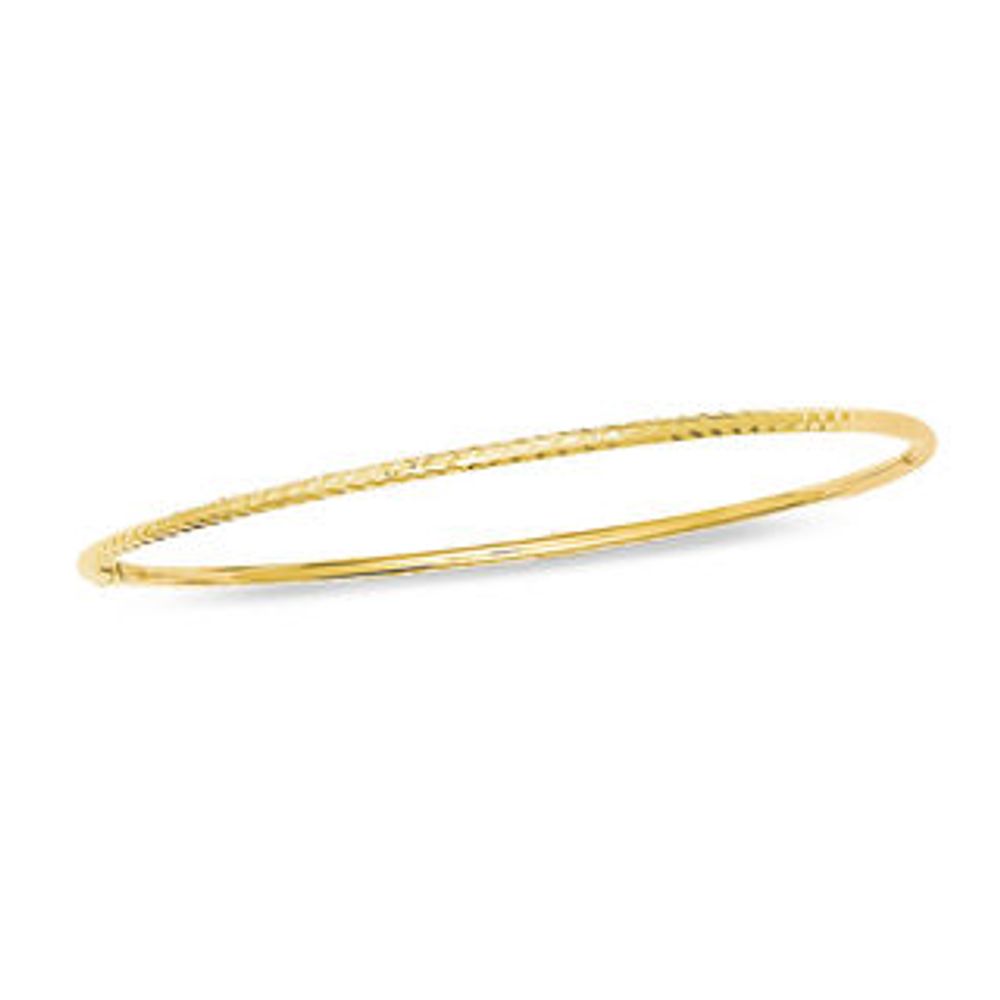 2.0mm Diamond-Cut Tube Slip-On Bangle in 14K Gold - 8.0"|Peoples Jewellers