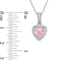 7.0mm Heart-Shaped Lab-Created Pink and White Sapphire Frame Pendant in Sterling Silver|Peoples Jewellers