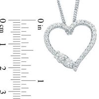 Ever Us™ 0.95 CT. T.W. Two-Stone Diamond Heart Pendant in 14K White Gold - 19"|Peoples Jewellers