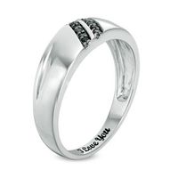 1/15 CT. T.W. Black Diamond Double Row Slant Wedding Band in Sterling Silver (1 Line)|Peoples Jewellers