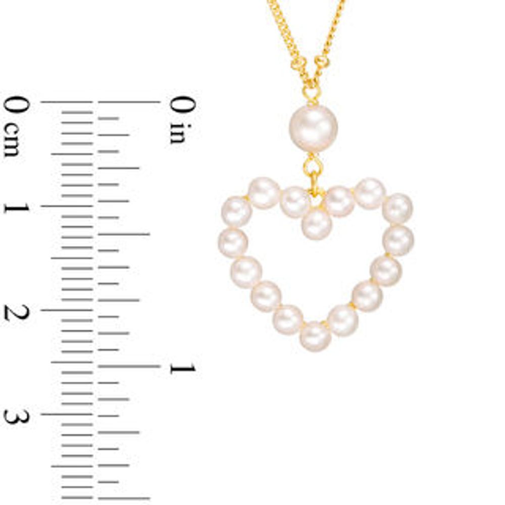 3.0-5.0mm Freshwater Cultured Pearl Heart Outline Necklace in Sterling Silver with 18K Gold Plate|Peoples Jewellers