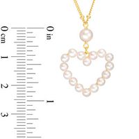 3.0-5.0mm Freshwater Cultured Pearl Heart Outline Necklace in Sterling Silver with 18K Gold Plate|Peoples Jewellers