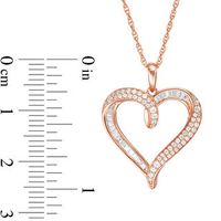 Baguette and Round Lab-Created White Sapphire Looping Heart Pendant in Sterling Silver with 14K Rose Gold Plate|Peoples Jewellers