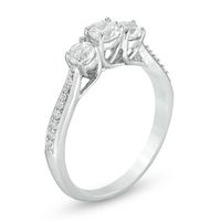 Lab-Created White Sapphire Three Stone Promise Ring in Sterling Silver|Peoples Jewellers