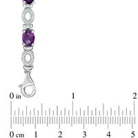 Oval Amethyst and 0.46 CT. T.W. Diamond Open Oval Link Bracelet in Sterling Silver - 7.25"|Peoples Jewellers