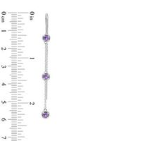 Amethyst Three Stone Station Threader Earrings in Sterling Silver|Peoples Jewellers