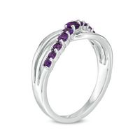 Amethyst Crossover Split Shank Ring in Sterling Silver|Peoples Jewellers