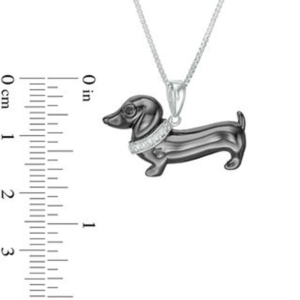 Enhanced Black and White Diamond Accent Dachshund Pendant in Sterling Silver|Peoples Jewellers
