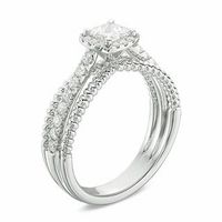 0.70 CT. T.W. Princess-Cut Diamond Frame Rope Shank Engagement Ring in 14K White Gold|Peoples Jewellers