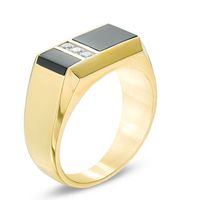 Men's Rectangle Onyx and 0.20 CT. T.W. Square Diamond Ring in 10K Gold|Peoples Jewellers