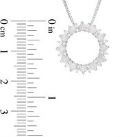 Opal and Lab-Created White Topaz Sunburst Open Circle Pendant in Sterling Silver|Peoples Jewellers