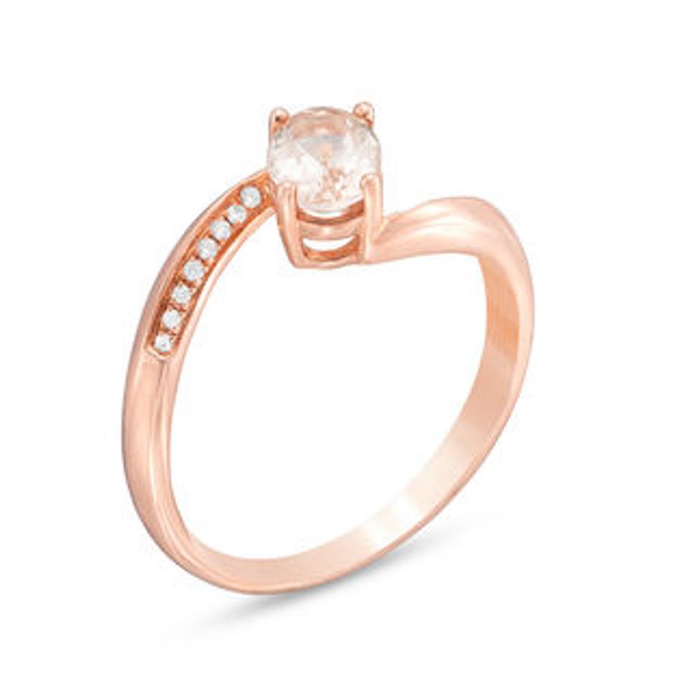 Oval Morganite and Diamond Accent Bypass Ring in 10K Rose Gold|Peoples Jewellers