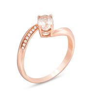 Oval Morganite and Diamond Accent Bypass Ring in 10K Rose Gold|Peoples Jewellers