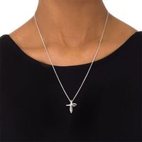 0.11 CT. T.W. Diamond Cross Bolo Necklace in Sterling Silver - 30"|Peoples Jewellers
