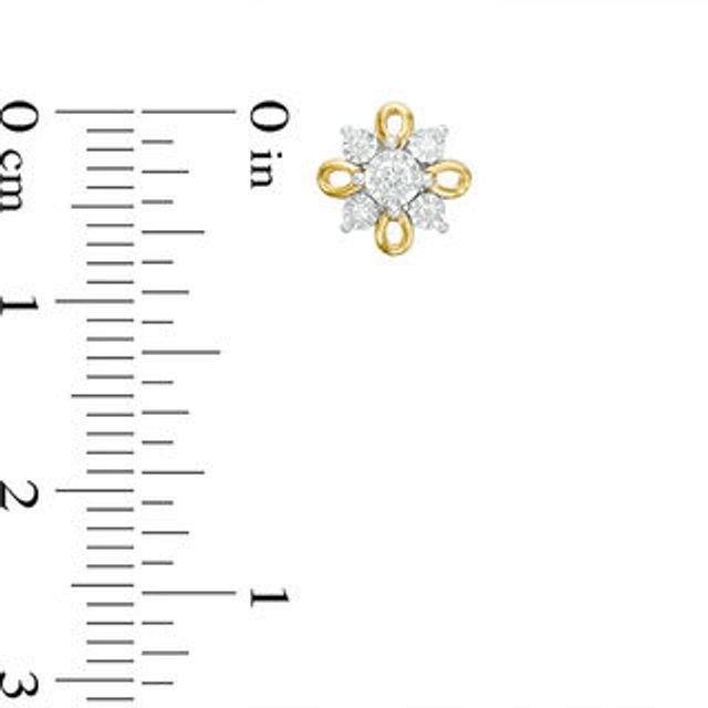 0.10 CT. T.W. Diamond Flower Stud Earrings in 10K Two-Tone Gold|Peoples Jewellers