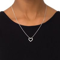 0.23 CT. T.W. Diamond Heart Bolo Necklace in Sterling Silver - 30"|Peoples Jewellers