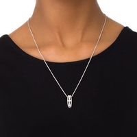 0.12 CT. T.W. Diamond Linear Bar Bolo Necklace in Sterling Silver - 30"|Peoples Jewellers