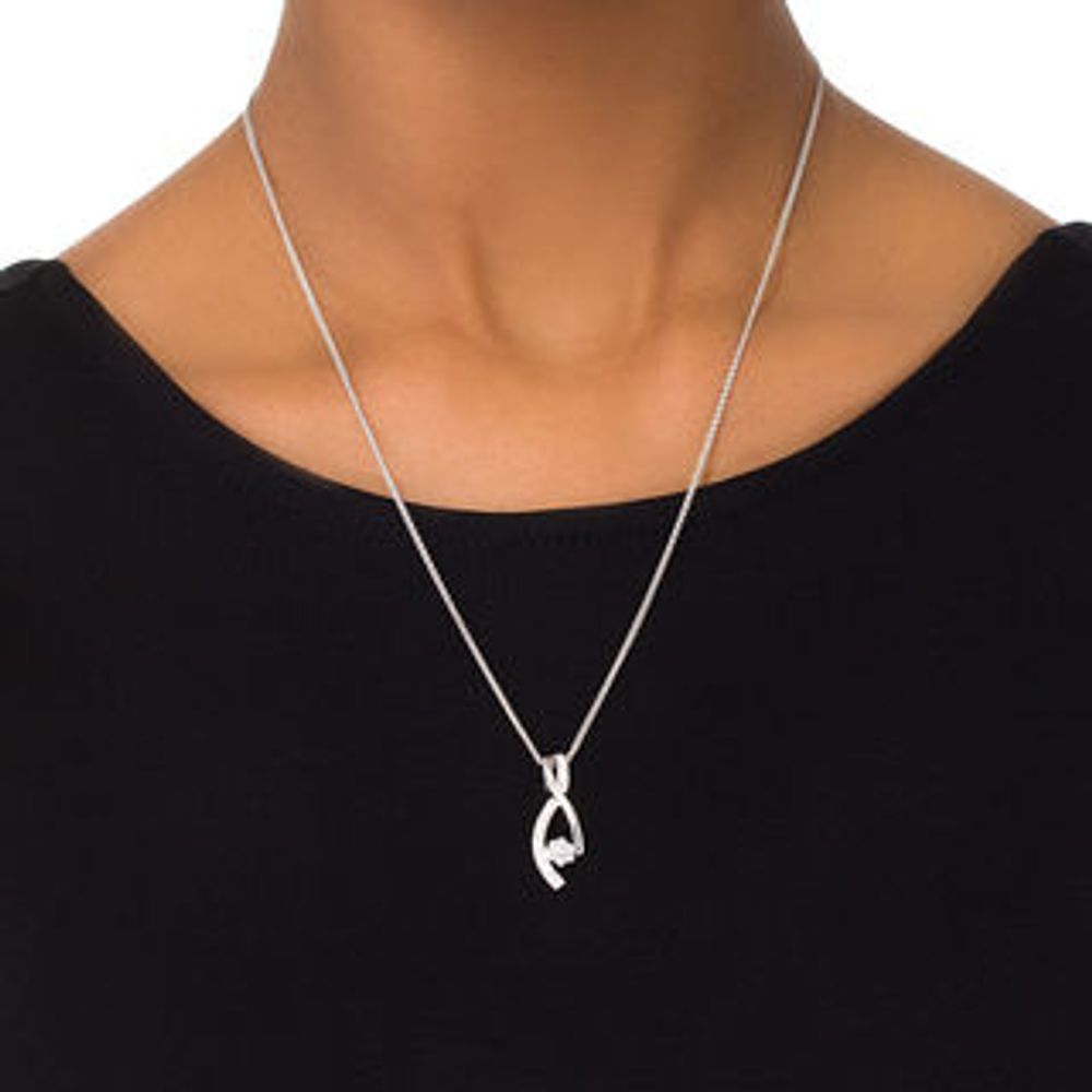 0.23 CT. T.W. Composite Diamond Twist Bolo Necklace in Sterling Silver - 30"|Peoples Jewellers