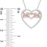 Diamond Accent "MOM" Heart Pendant in Sterling Silver and 14K Rose Gold Plate|Peoples Jewellers